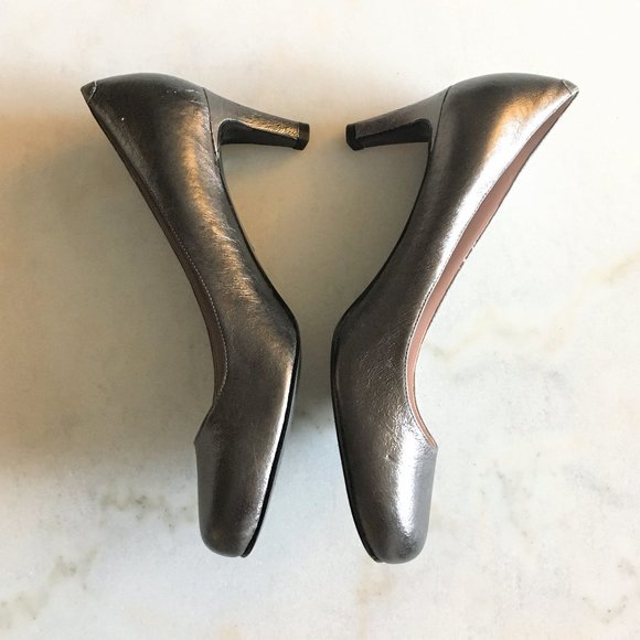 Worn 1x! Marc Jacobs pewter metallic shiny foil pumps high heel shoes 6.5 / 36.5 - Picture 6 of 8